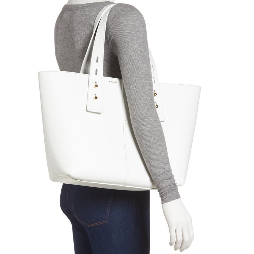 Frame Les Second Medium White Leather Tote - Picture 6 of 14